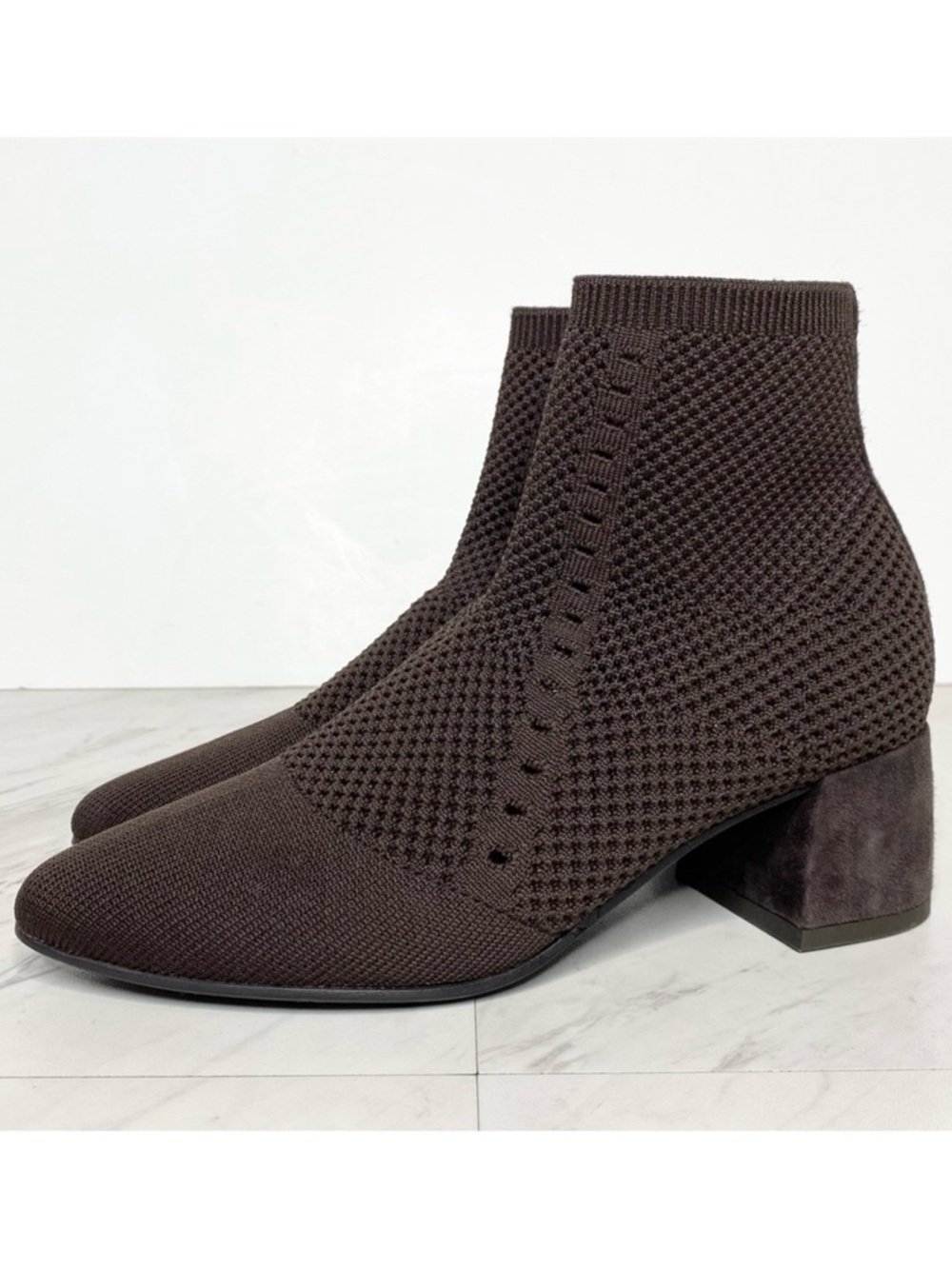 Eileen Fisher Honey Brown Knit Stretch Bootie 5